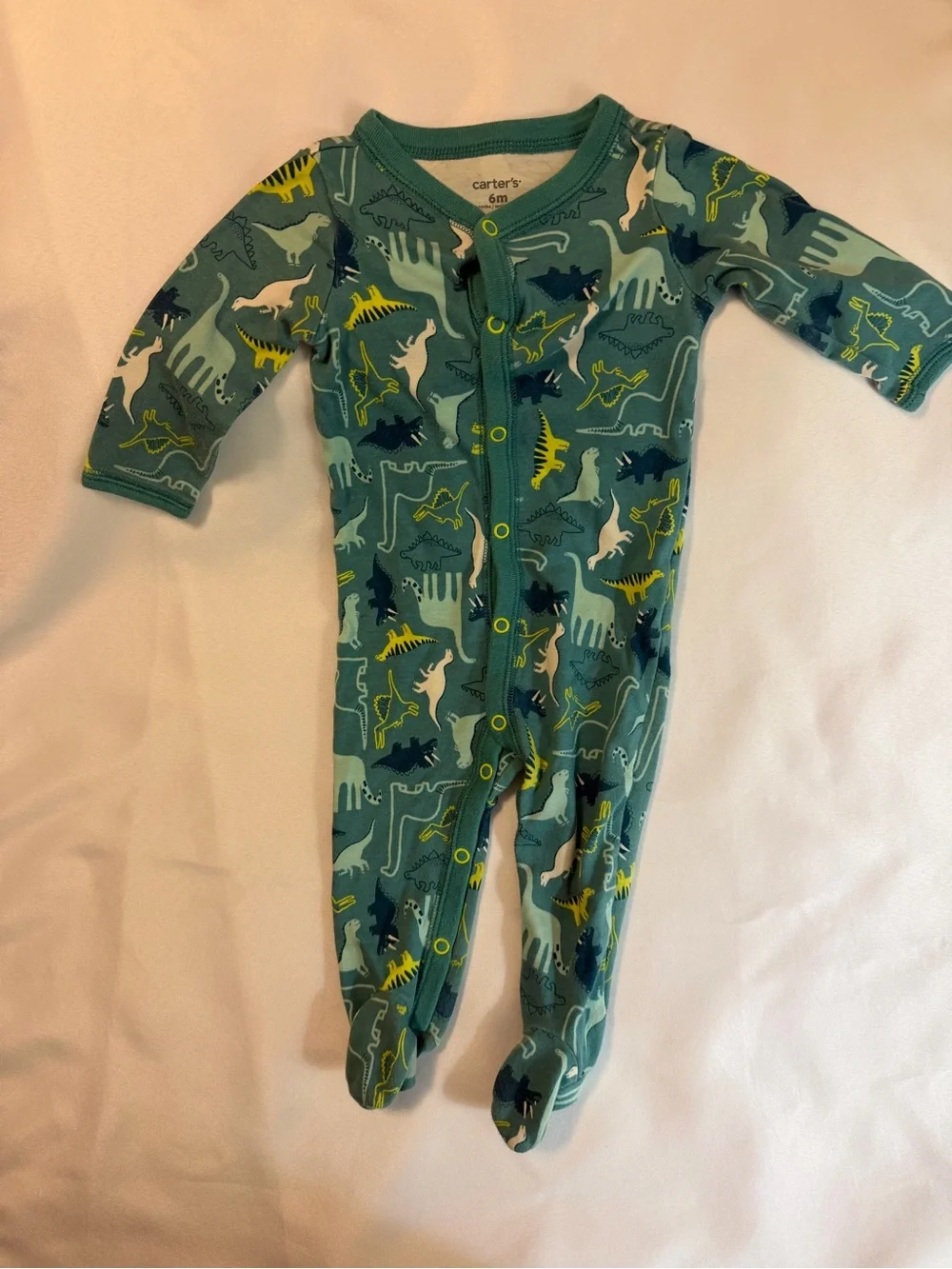 Bundle of 4 Baby Dinosaur Footed Sleepers - Green & Teal Set